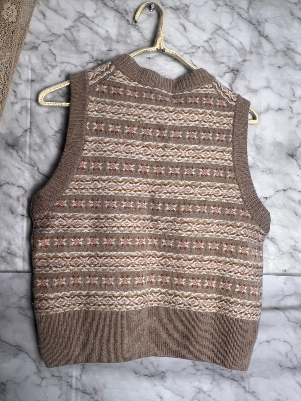 Faherty Extra Fine Merino Wool Blend XS Fair Isle Sweater Vest Vintage Cottage - Picture 5 of 7